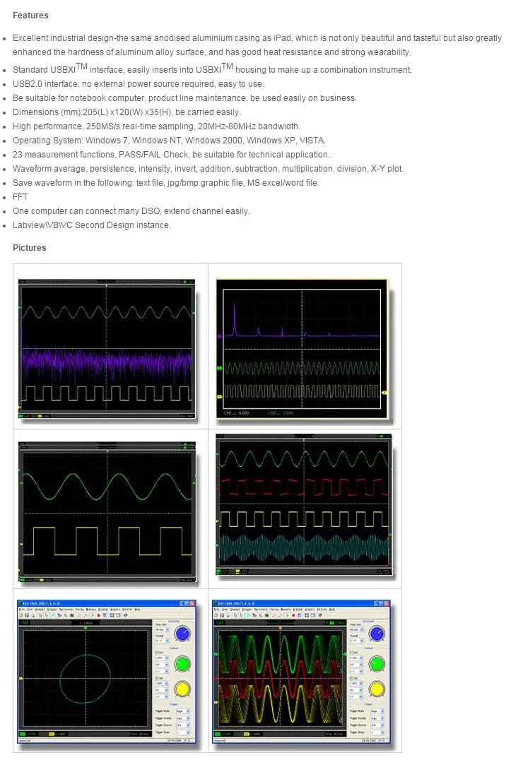 150MSa/s 50(2CH) на основе ПК осциллограф Hantek 6052BE