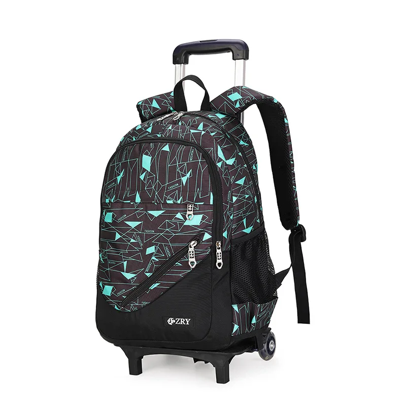 ZIRANYU/детский школьный ранец на колесиках для мальчиков и девочек, сумка для багажа, рюкзак, последние съемные детские школьные сумки, 2/6 колеса, комплект из 3 предметов - Цвет: 912402SB Two rounds