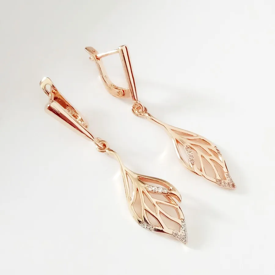 

New Gold Earrings Drop Earrings Jewelry Earrings 585 Rose Gold Jewelry Trendy Leaf Shape Korean Earrings