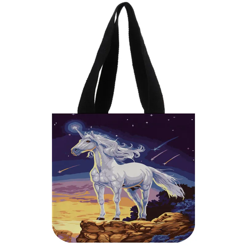 

Custom Unicorn Tote Bag Reusable Handbag Women Cotton Canvas Shopping Bags Customize Your Images Print Gift