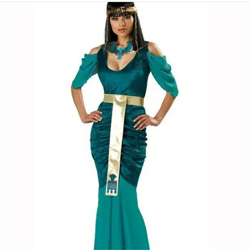 Высокое качество костюмы Клеопатры пикантные queen костюмы Греческая богиня косплэй платье Афина костюм Хэллоуин для женщин - Цвет: Синий
