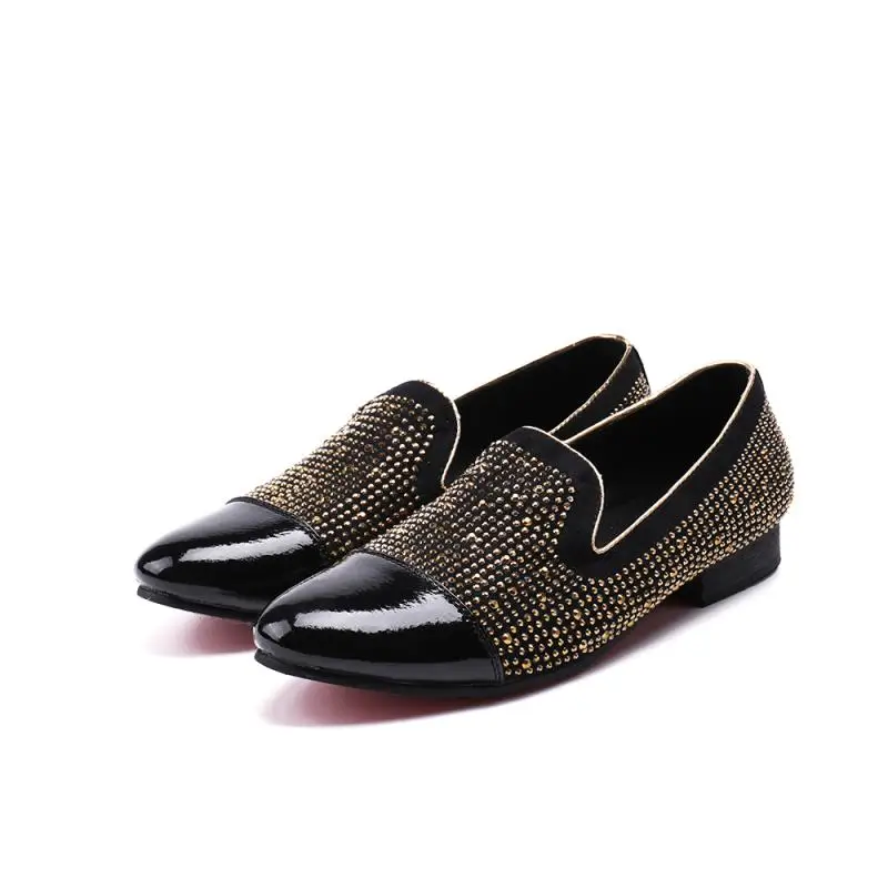 

Spring Autumn Rhinestone Men Loafers Slip On Casual Flats Creepers Shoes Man's Party Wedding Shoes