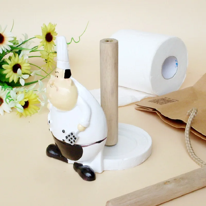 Cute Cartoon żywica Chef rolkę papieru uchwyt na ręczniki serwetka Rack Home kuchnia Organizer łazienkowy College akademik dekoracji akcesoria w Półki i uchwyty od Dom i ogród na Cute Cartoon żywica Chef rolkę papieru uchwyt na ręczniki serwetka Rack Home kuchnia Organizer łazienkowy College akademik dekoracji akcesoria w Półki i uchwyty od Dom i ogród na