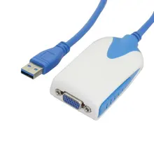 20pcs / lots USB 3.0 to VGA RGB Video External Graphics Card HDTV Adapter Cable for Macbook Laptop Monitor Windows ,By UPS
