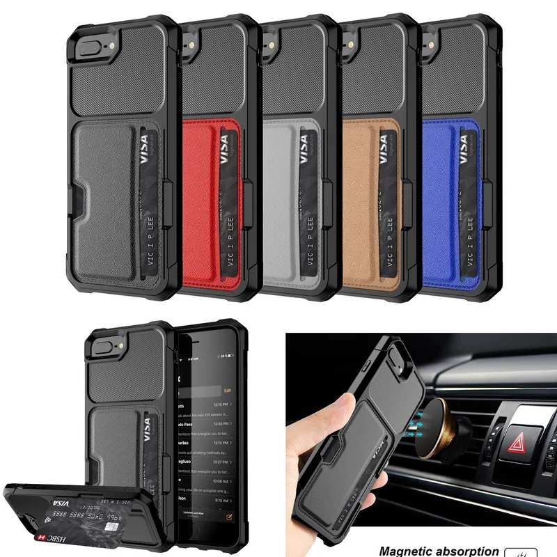

Shockproof Case For iPhone X XR XS Max 6 6S7 8 Plus Stand Cover For Samsung Galaxy S10E S10 S9 Plus Note 9 Magnetic Card Holder