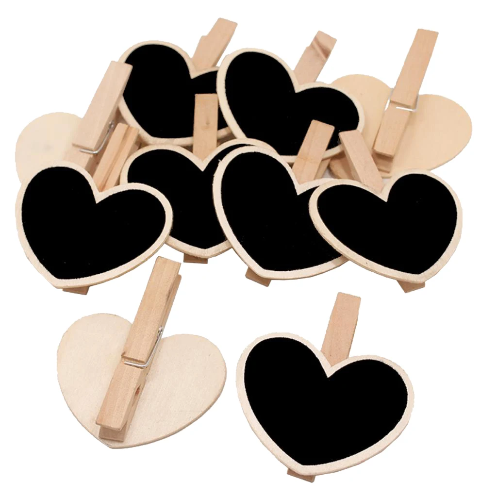  10Pcs Mini Blackboard Words Message Bonsai Note Clip Decor Wooden Chalkboard Weddings Valentines Days Venue Decor