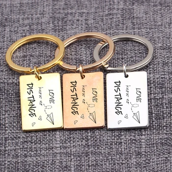 

Keychain Present Love Know No Distance Jewelry Distance Love Couples Present Stainless Steel Keyrings Accessories Lovers Gift