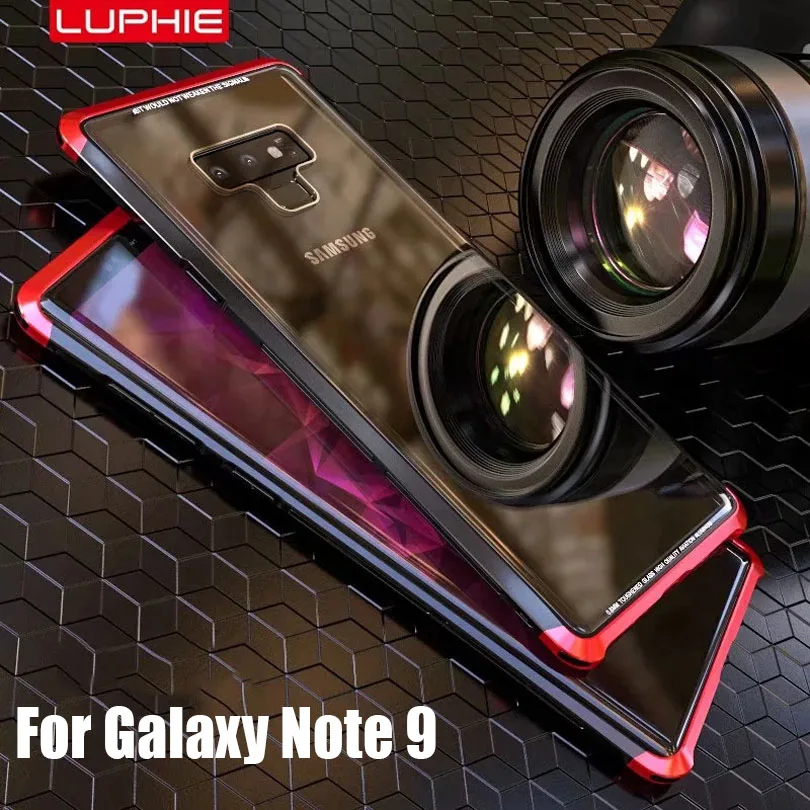 Чехол LUPHIE для samsung Galaxy Note 9 Note 8, чехол для телефона, алюминиевая металлическая рамка из поликарбоната, задняя крышка из закаленного стекла для samsung Note9 Capa