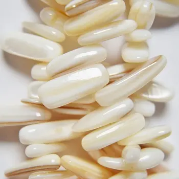 

Shell smooth stick beads in 4x12mm-6x27mm - Gemstone Beads - Full Strand 16"