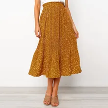 Модные вечерние коктейльные женские юбки новые стильные летние женские юбки Женская мода в горошек с высокой талией длинная юбка