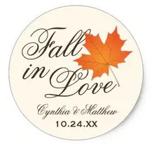1.5inch Wedding Favor Sticker Fall in Love Theme