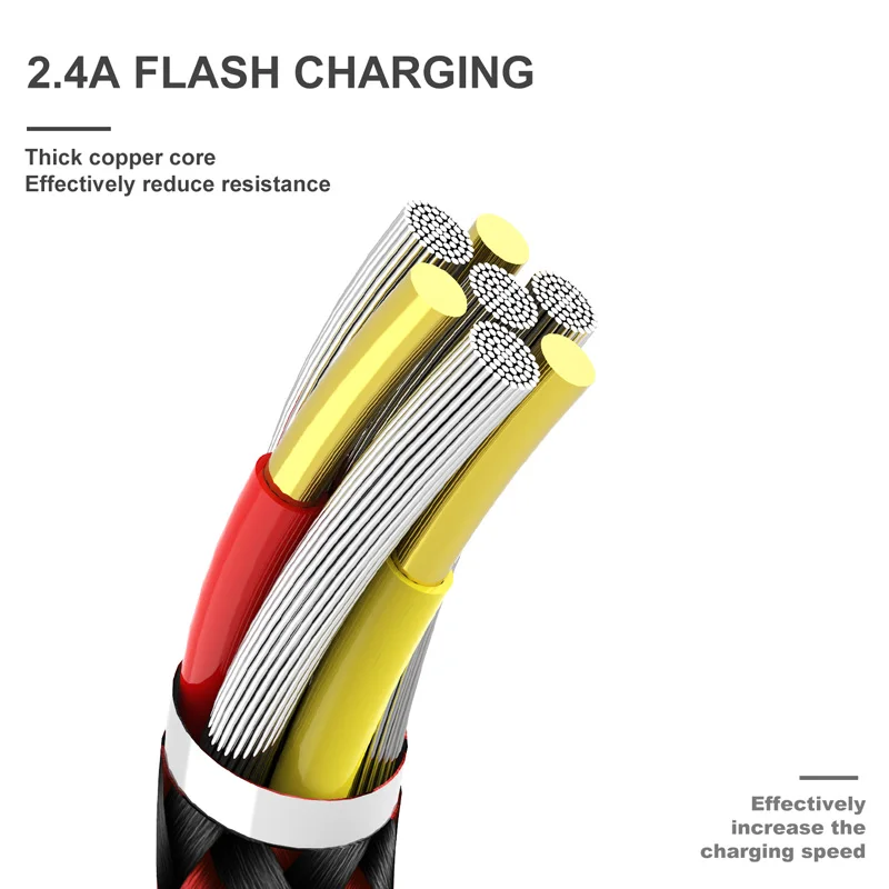 Магнитный USB кабель USLION 1 м 2 со светодиодной подсветкой типа C и Micro для iPhone Xs Max 8 7 6