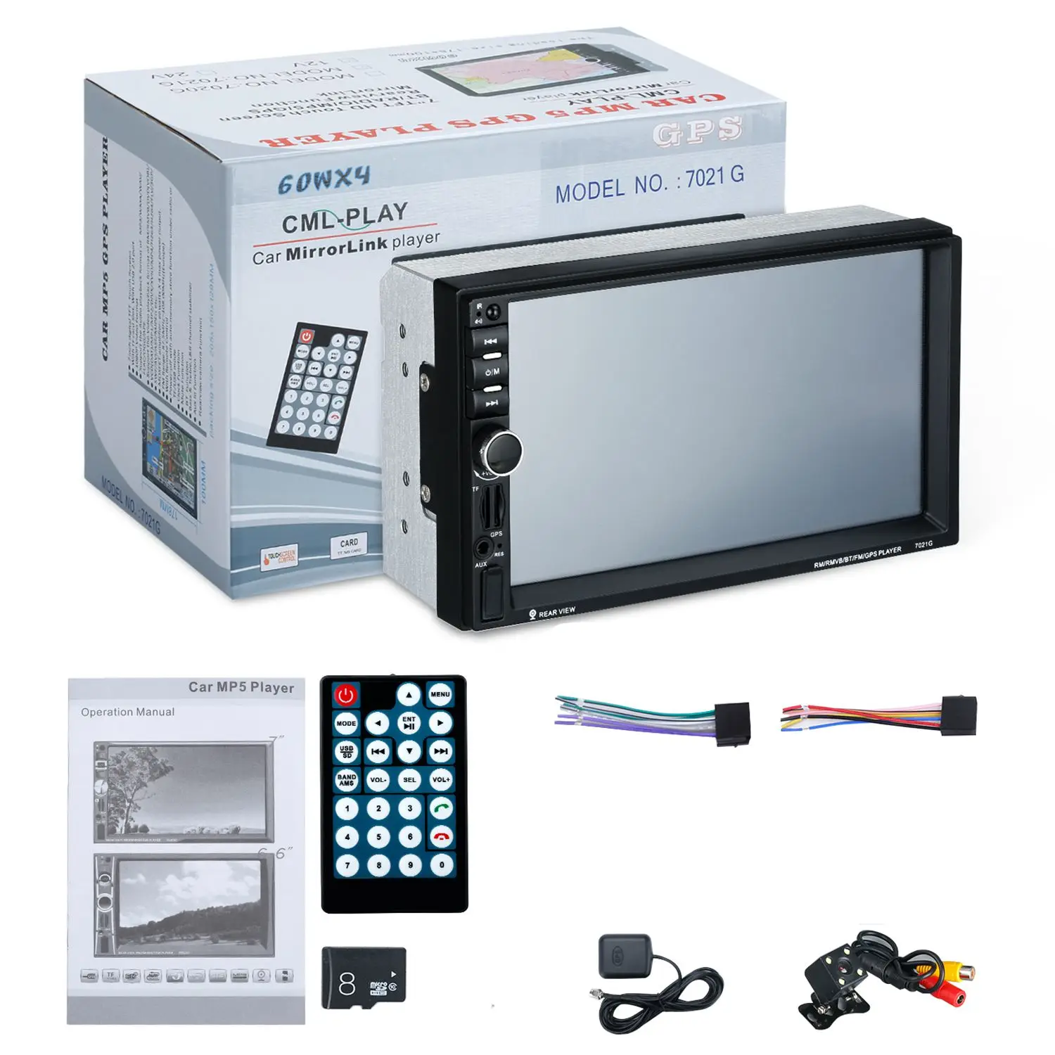 

7021G 2 Din Car MP5 Player 7inch Touch Screen With Radio GPS EU Map Function SD USB AUX Rear View Steer Wheel Control Car Play