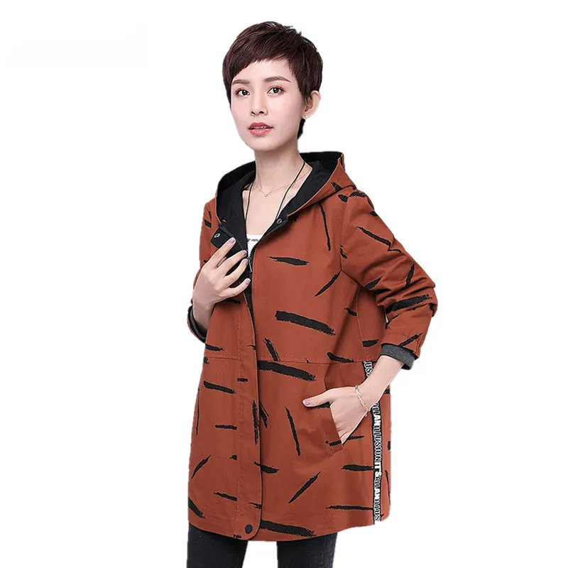 

New arrival Jacket women spring autumn hooded 97% cotton casual fashion khaki army green ladies outerwear coats female clothes