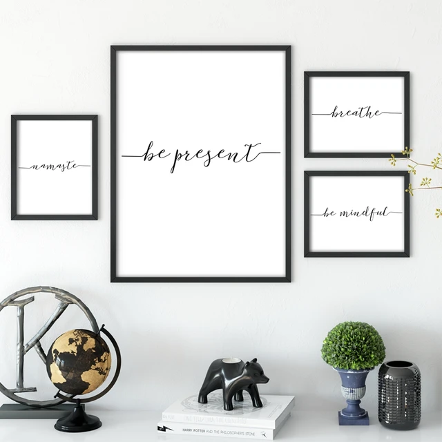 Yoga Spiritual Canvas Painting Art Poster Wall Decor Be Present Yoga Spiritual Canvas Painting Art Poster Wall Decor Be Present Namaste Breathe Calligraphy