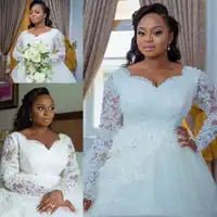 2019 hochzeit Kleider Plus Größe Spitze Applique Kristall Perlen Ballkleid Schatz Lange Ärmeln Arabisch Gericht Zug Brautkleid