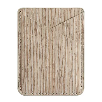 

Universal Wallet Fashion Card Holder PU Leather Business Purse Mini Multifunction Wood Pattern Stick On Phone Self-adhesive