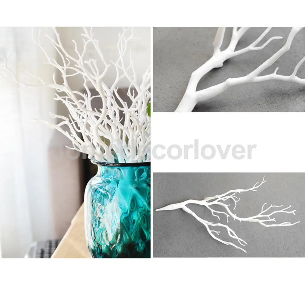 Artificial Simulation Small Trees Branch Stick Home Shop Garden Table Decor Green / White	