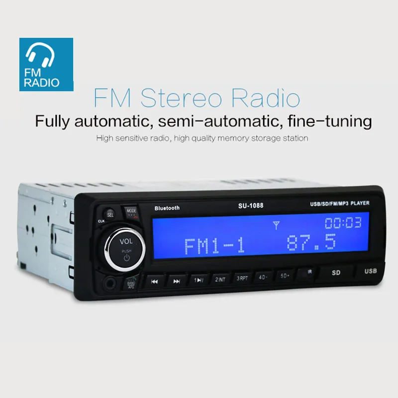 12 В Bluetooth USB/SD/AUX MP3 плеер автомобильный Радио стерео автомобиль Handsfree аудио FM Din