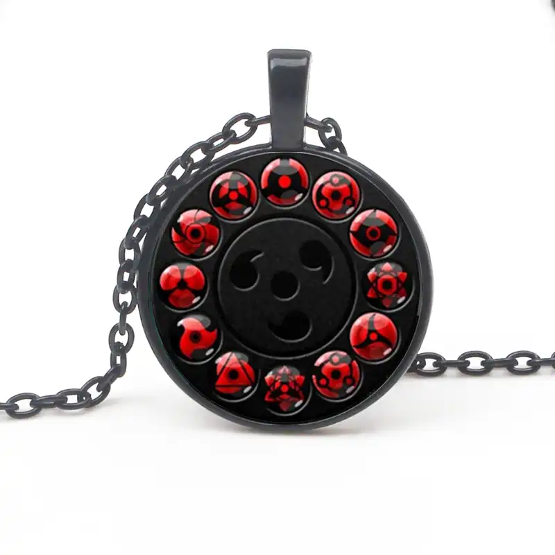 Uchiha Clan Sharingan Eyes Anime Naruto Necklace Balck Chain