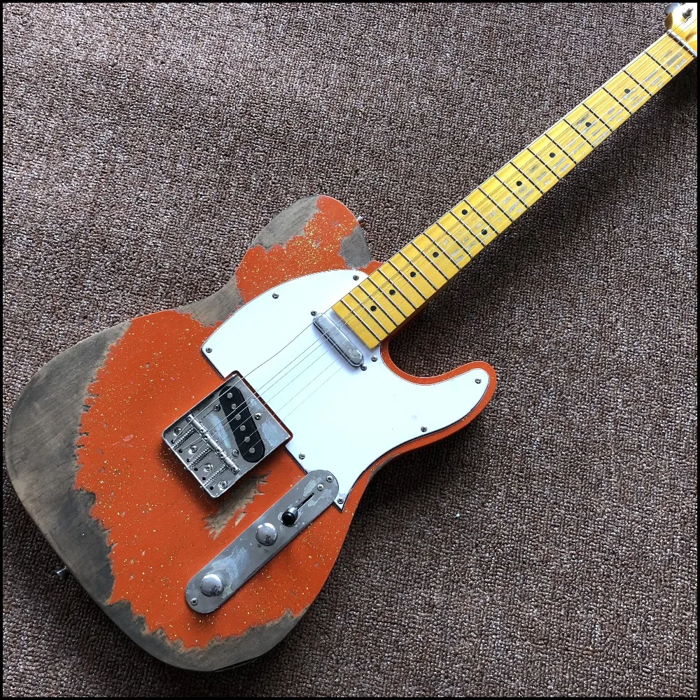 

new arrival electric guitar in Metal red color ,handmade aged guitar, build relics guitar Electric Guitar , rosewood fingerboard