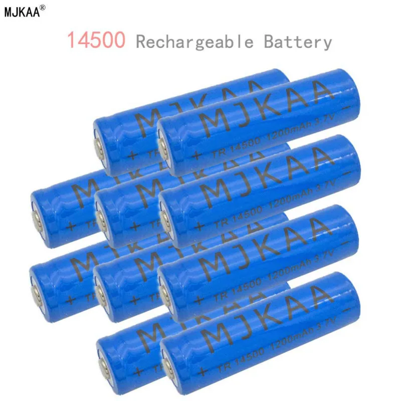 

10pcs/Lot 14500 3.7V 1200 mAh Rechargeable Batteries Universal Blue Lithium Li-ion Battery Suitable for laser pointer,