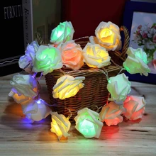 Fashion Holiday Lighting 20 LED Rose Flower String Lights Fairy Wedding Party Christmas Decoration