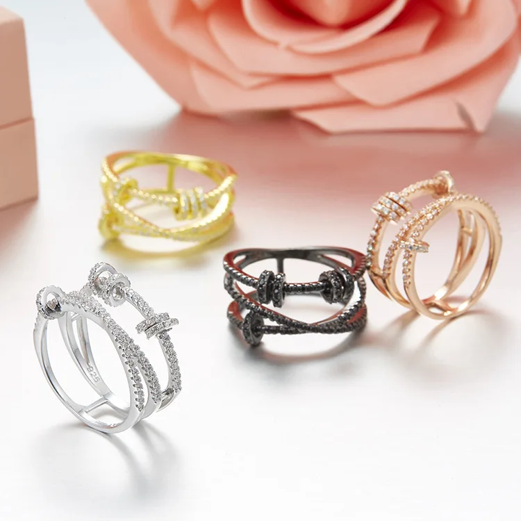 

925 Sterling Silver miniature CZ Ring Engagement Wedding Rings Silver/Rose Gold Color Ring Jewelry For Women