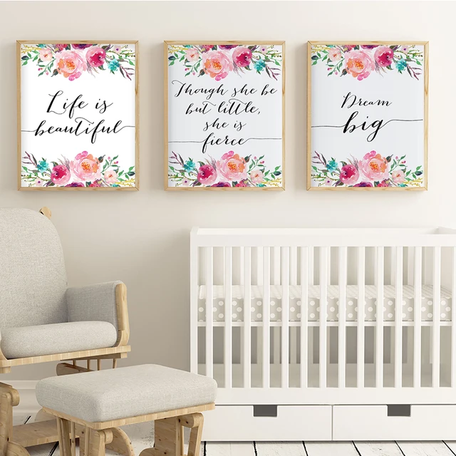 Nordic Nursery Wall Art Fl Quote Canvas Painting Pink And Navy Nordic Nursery Wall Art Fl Quote Canvas Painting Pink And Navy Posters Prints