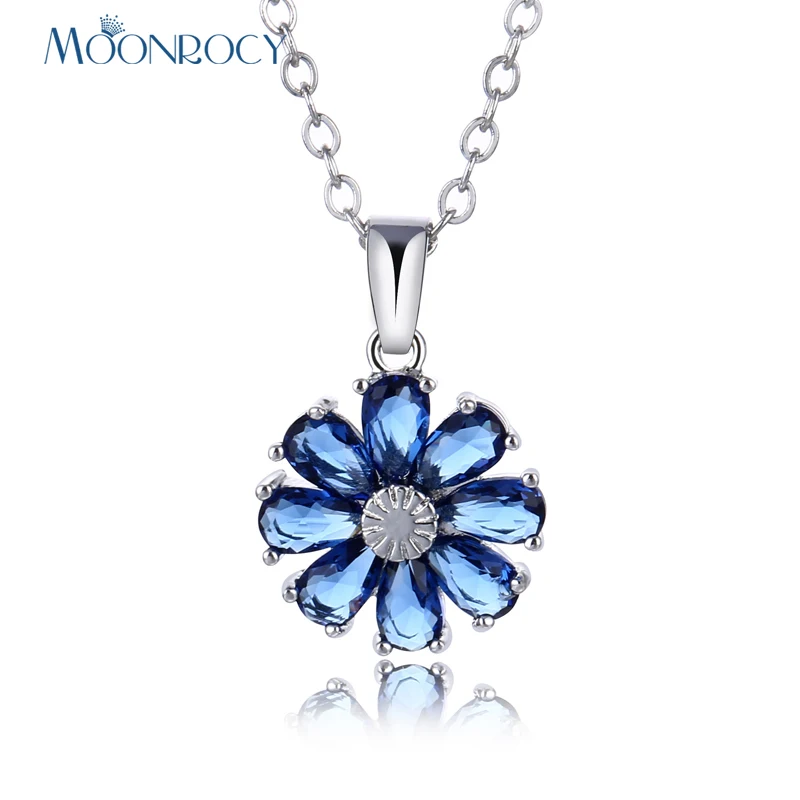 

MOONROCY Gold Color CZ Green Blue Colourful Red Crystal Pendant Necklace Chokers for Women Drop Shipping Women Jewelry Gift