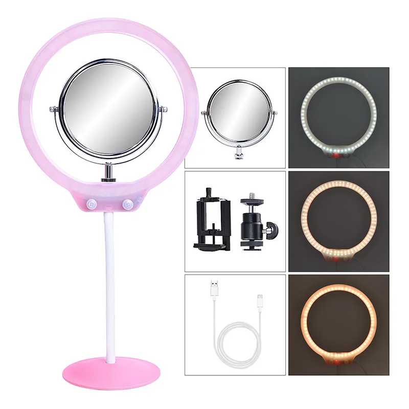 

FOSOTO Mini LED Selfie Ring Light Video Studio Flexible Table Light With Stand For Makeup Photographic Lighting Camera Phone