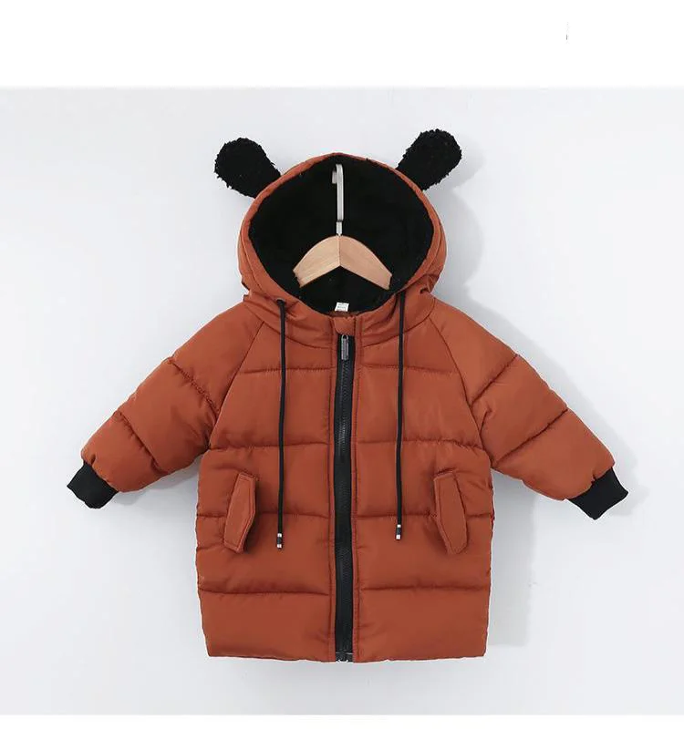 Kids Coats with Fur Parkas Hooded Children Winter Jackets for Boy Warm Thick Down Cotton Clothes Enfant Outerwear Baby Overcoat - Цвет: khaki