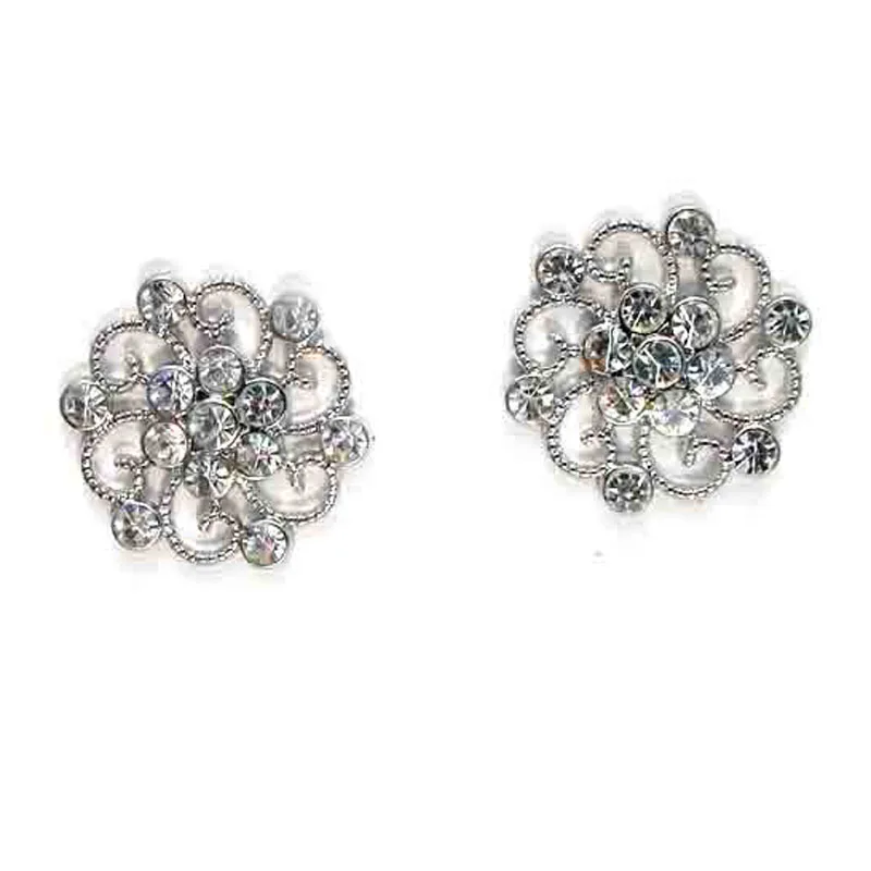 New 24mm crystals floral coat flatback glue on button decorative ornament accessory buton bouton botones 30pcs x