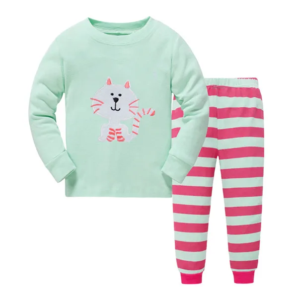 Акция; детский пижамный комплект; детская одежда для сна с героями мультфильмов; домашняя пижама для мальчиков; Хлопковая пижама с милыми животными для девочек; От 2 до 8 лет одежда для сна - Цвет: D7