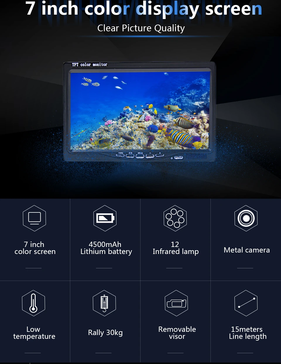 Erchang Подводные видеокамеры для рыбалки Камера DVR Рыболокаторы 7 ''1000TVL HD 15 м Профессиональный подледной рыбалки Камера