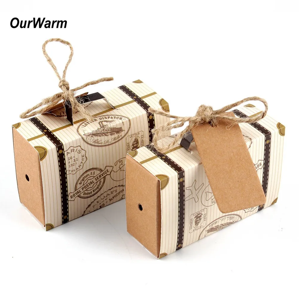 50Pcs Mini Suitcase Candy Boxes Case Wedding Birthday Party Decor Favours Gift