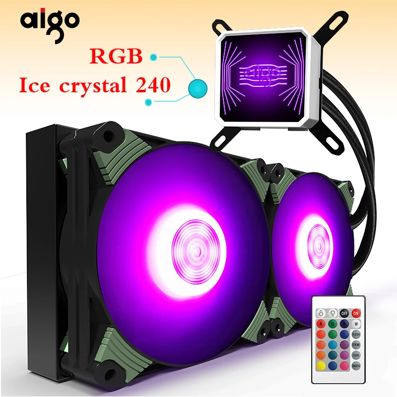 Aigo رادياتير لتبريد للمياه TDP 350 W RGB كمبيوتر مكتبي المبرد وحدة المعالجة المركزية المتكاملة للمياه تبريد تبريد LGA 775/115x/AM2/ AM3/AM4