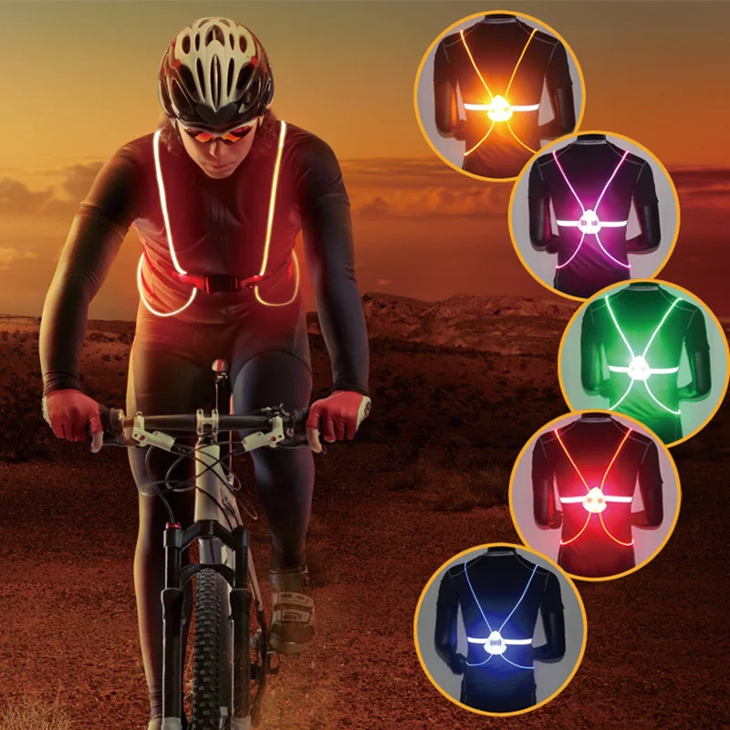 Chaleco reflectante de LED intermitente chaleco impermeable de equitación ciclismo senderismo running Tongdejing mochila colgante luz de dirección para deportes de noche