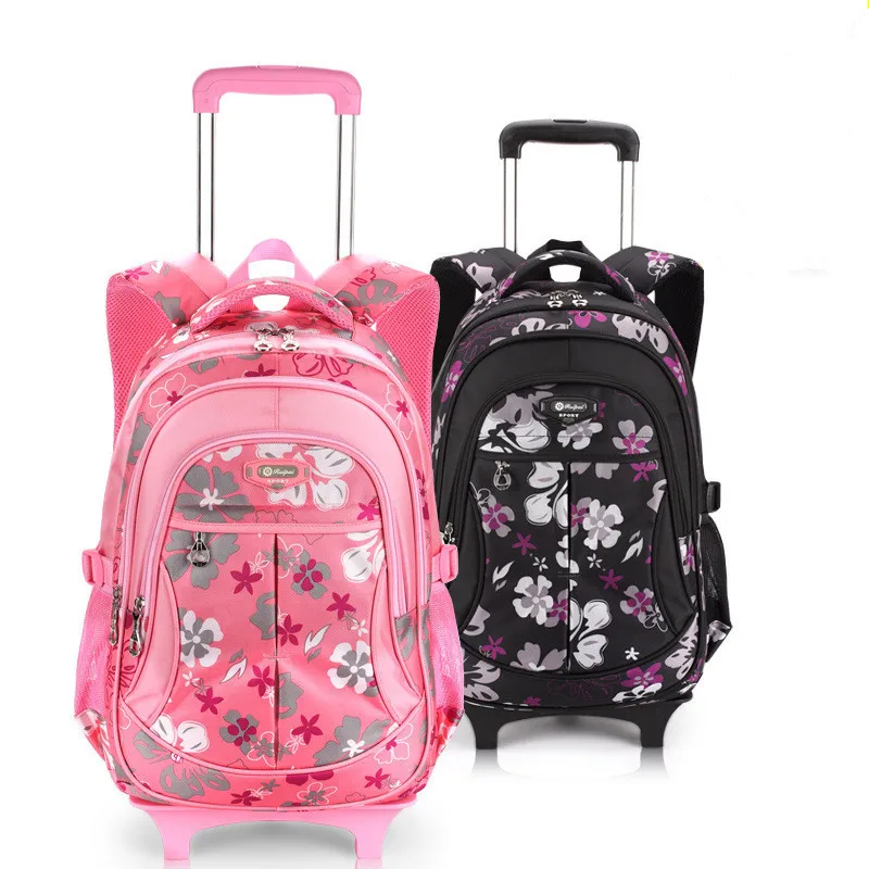 

Removable Children School Bags With 2 Wheels For Girls Boys Trolley Backpack Kids Wheeled Bag Bookbag Travel Luggage Rucksack