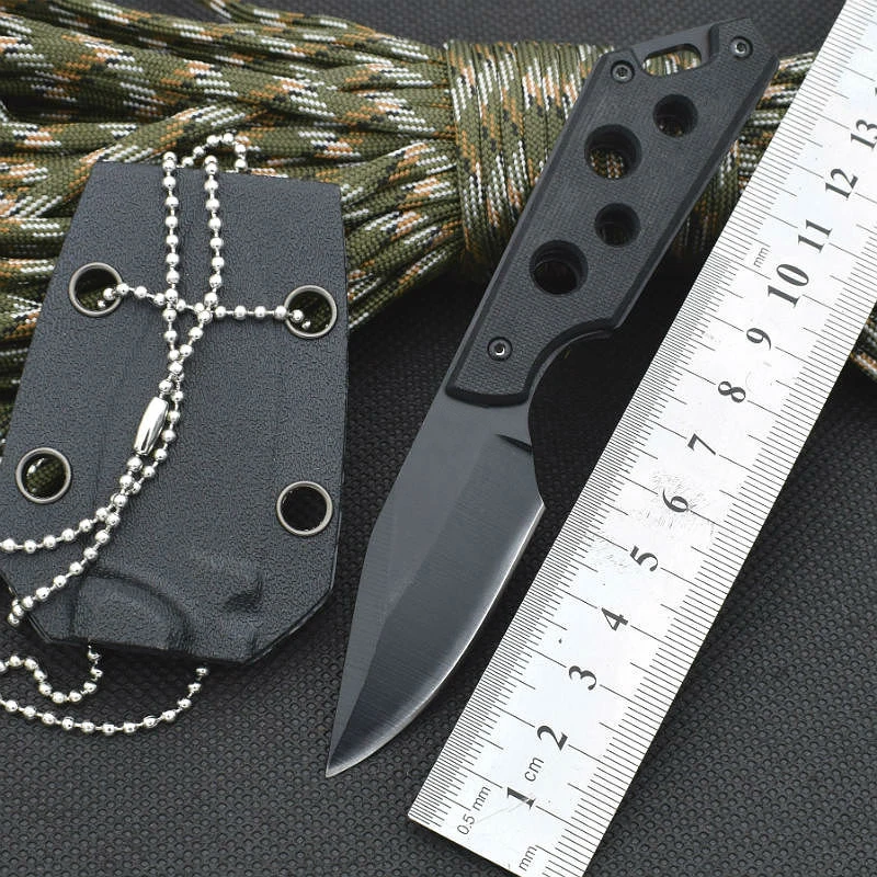 Hot 59HRC AUS 8 Blade Necklace COLT Survival Knife Fixed Blade Knife G10 Handle Huntting