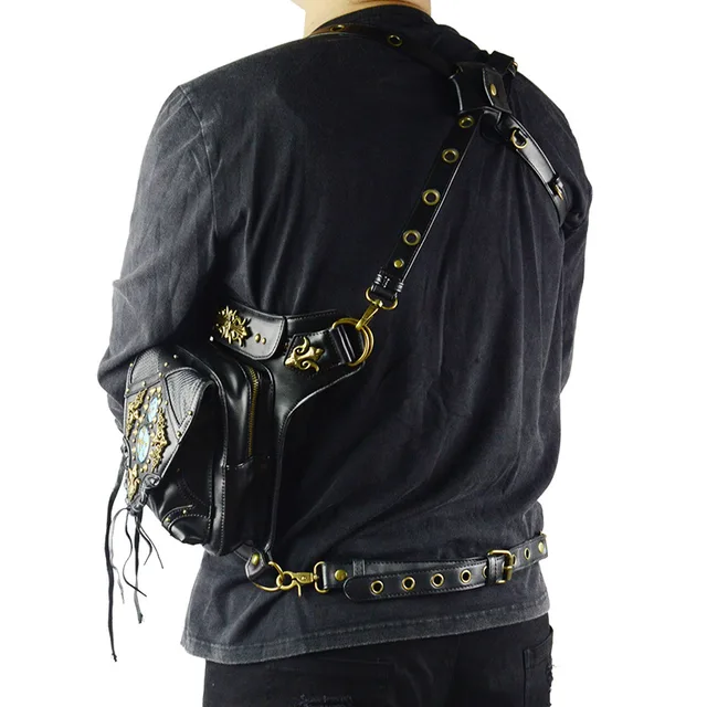 Norbinus-riñoneras góticas para hombre, bolsa cartuchera Steampunk, bolso de hombro, bandolera de mensajero de cuero Norbinus-riñoneras góticas para hombre, bolsa cartuchera Steampunk, bolso de hombro, bandolera de mensajero de cuero