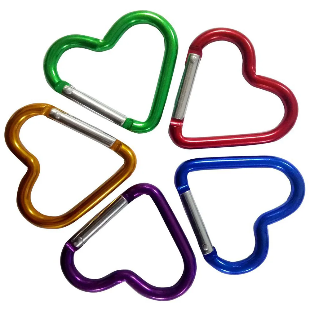five different colorful carabiner