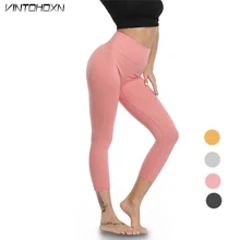 Женщины Капри Штаны для бега брюки Йога Тренировки Спорт для занятий фитнесом спортом в тренажерном зале Высокая талия костюмы Леггинсы для женщин WA43