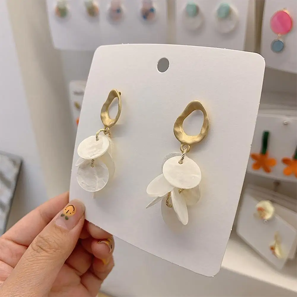 

2019 Fashion Gold Metal Geometric Shell Drop Earrings For Women Round Long Pearl Tassel Sea Beach Wedding Jewelry Accessory