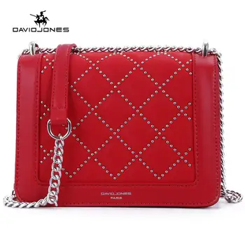 

DAVID JONES women crossbody bags pu leather female handbag small lady rivet shoulder bags girl brand messenger bag drop shipping