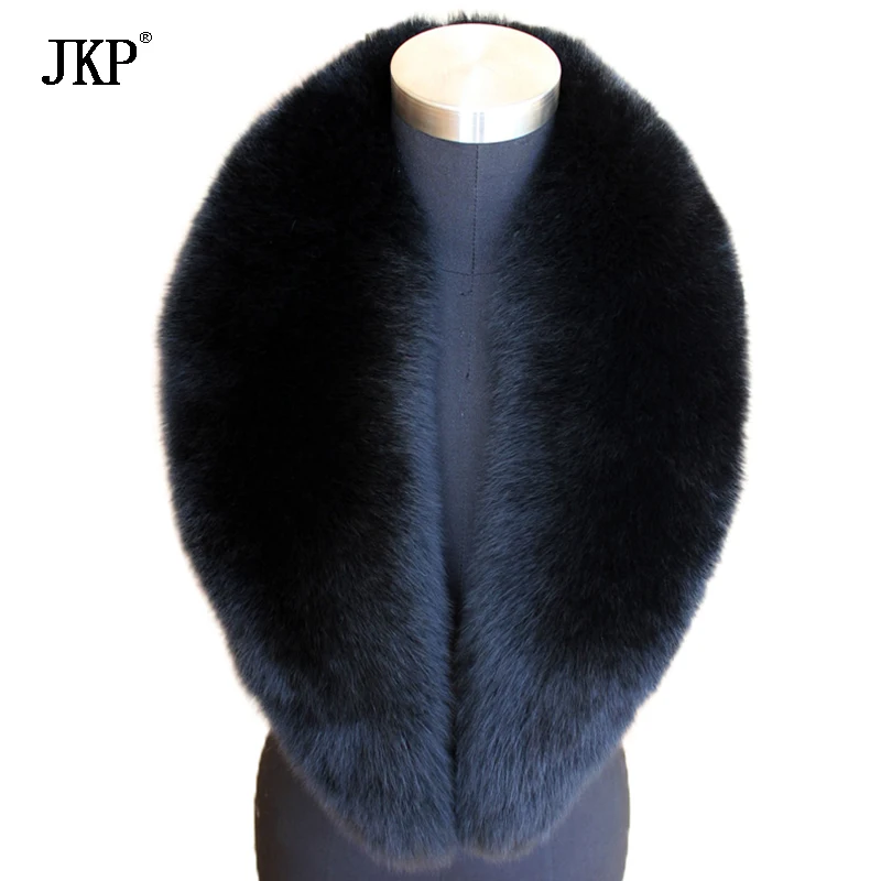 

jkp 2018 new Long 100% Real Full Fox Fur Collar Scarf Scarve Natural Black 105CM*16CM