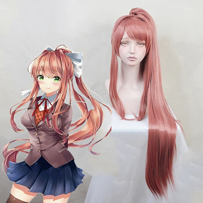 

Anilnc Game Doki Doki Literature Club Monika Ponytail Wig Cosplay Costume Natsuki Wig