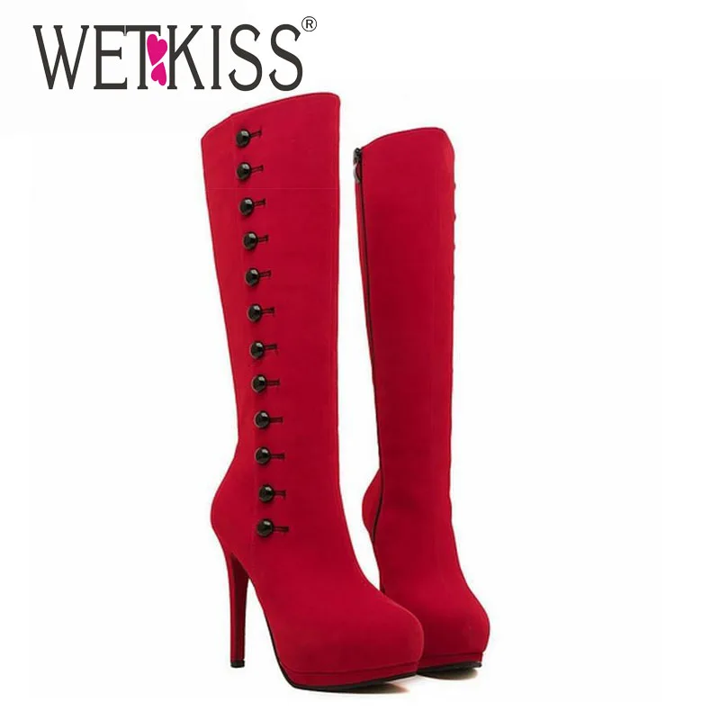 

fashion 2016 knee boots sexy nubuck women platform knee boots elegant button platform riding boots spring fall shoes