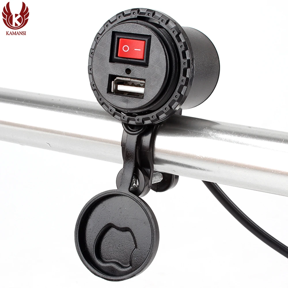 

KAMANSI Motorcycle electric car waterproof switch single port USB car Apple mobile phone charger 6V-45V