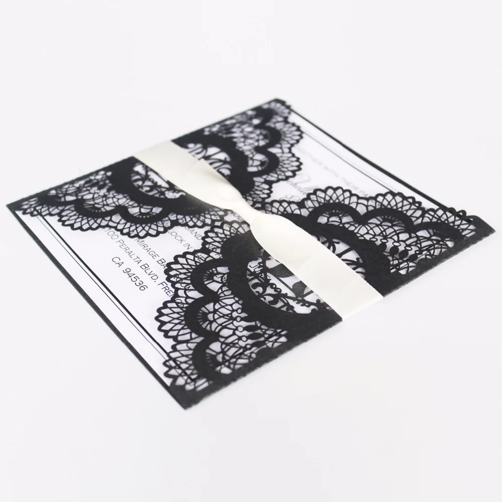 Black Lace Wedding Invitations Birds Invitation Cards Customized Invitation Cards for Wedding